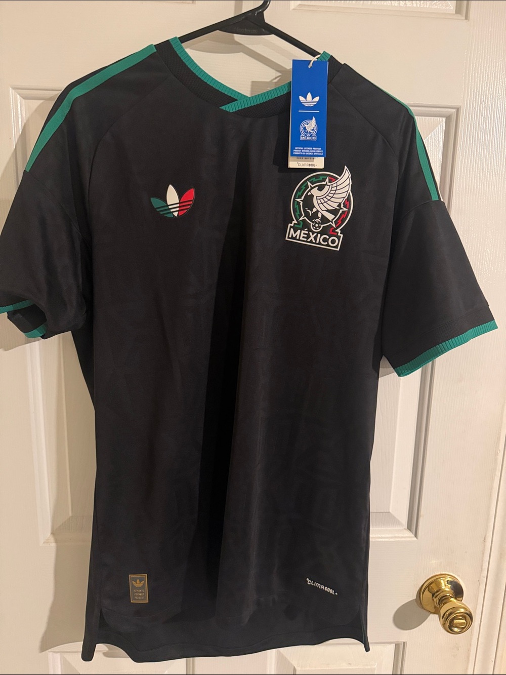 adidas Mexico Black Soccer Jersey with Green Accents